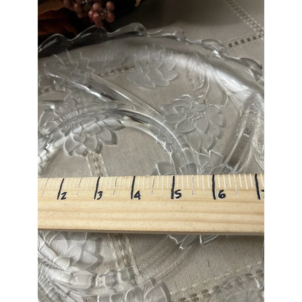 Crystal Divided  Glass Chip Dip Tray with Beautiful Flowers 13
